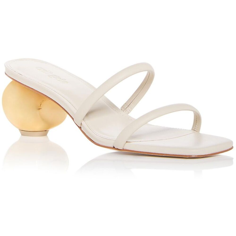 Cult Gaia Womens Leora Ivory Leather Dressy Slip-On Slide Sandals Shoes NWT